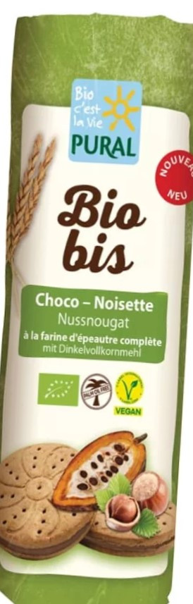 bio-nussnougat-doppelkeks mit dinkelvollkornmehl, 320g