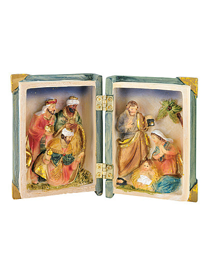Weihnachtskrippe in Buchform, 10 x 7 x 3 cm