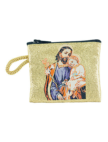 Rosenkranztäschchen, Hl. Josef & Jesukind, 8 x 7 cm