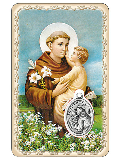 Heiliger Antonius-Schutzkärtchen mit Medaille, 5 x 8 cm