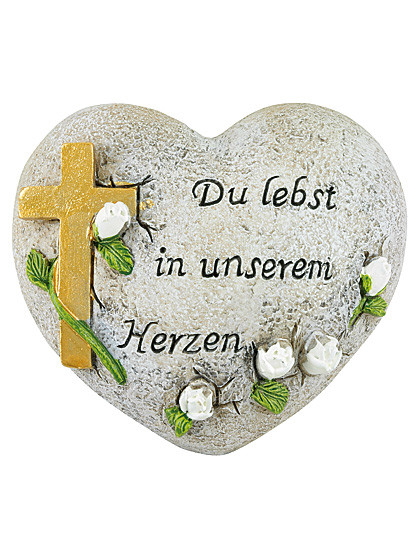 Herz mit goldenem Kreuz, 12 x 8,5 x 9,5 cm