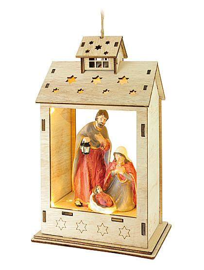 Laterne mit der Heiligen Familie, H: 19 cm