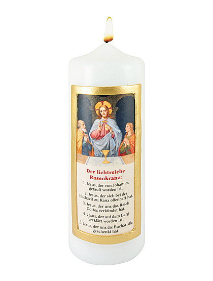Lichtreiche Rosenkranz-Kerze, 7 x 20 cm