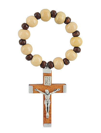 Fingerrosenkranz aus hellem Holz, Ø 3 cm
