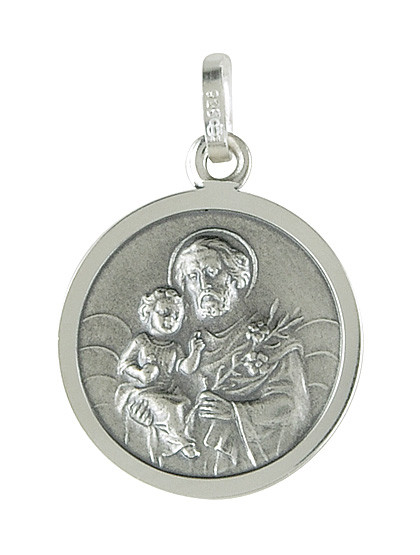 Hl. Josef-Medaille, 925er Silber, Ø 16 mm