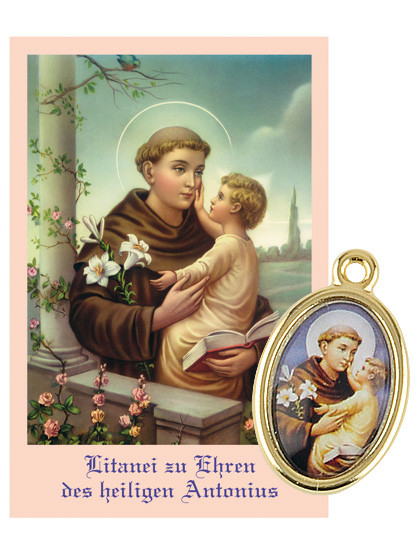Hl. Antonius-Medaille mit Gebetszettel, 2,5 cm