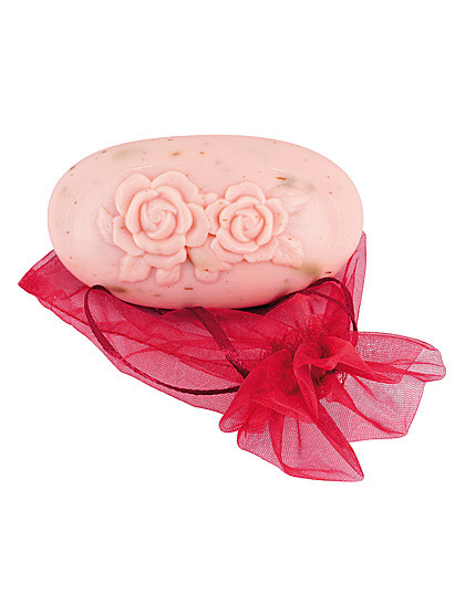 Rosen-Schafmilchseife im Organza-Säckchen, 110 g