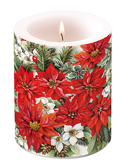 Christrosen-Weihnachtsstern-Kerze, 10 x 12 cm