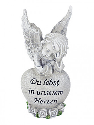 Engelsfigur - Du lebst in unserem Herzen, 18 cm