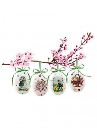 Ostereier „Frühlingsgrüße“ aus Keramik, 4er-Set