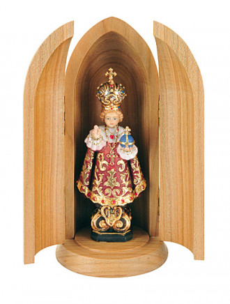 Prager Jesukind in Nische, Holzschnitzkunst, 10 cm