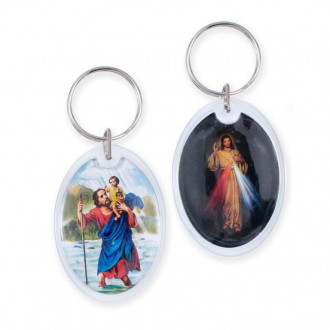 Schlüsselanhänger - Barmherziger Jesus und Hl. Christophorus, ca. 8 cm