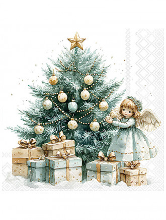 Servietten mit Christbaum und Engel, 20 Stück