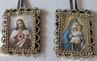 Herz Jesu - Berg Karmel Skapulier, 4 x 5 cm