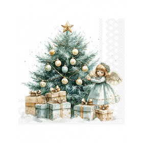 Servietten mit Christbaum und Engel, 20 Stück