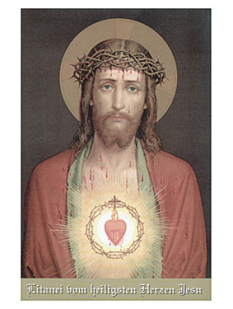 Litanei vom Heiligsten Herzen Jesu, Gebetszettel, 4-seitig