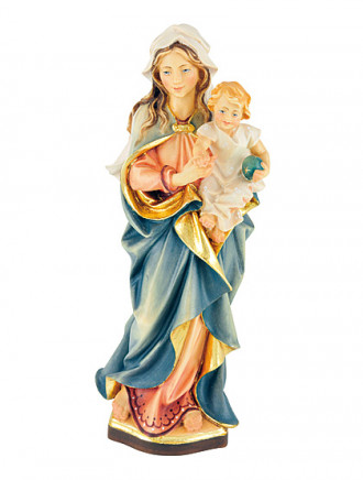 Muttergottes mit Jesukind-Statue, Holzschnitzkunst, 20 cm