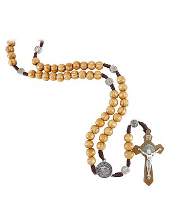 Hl. Benedikt-Rosenkranz aus Holzperlen